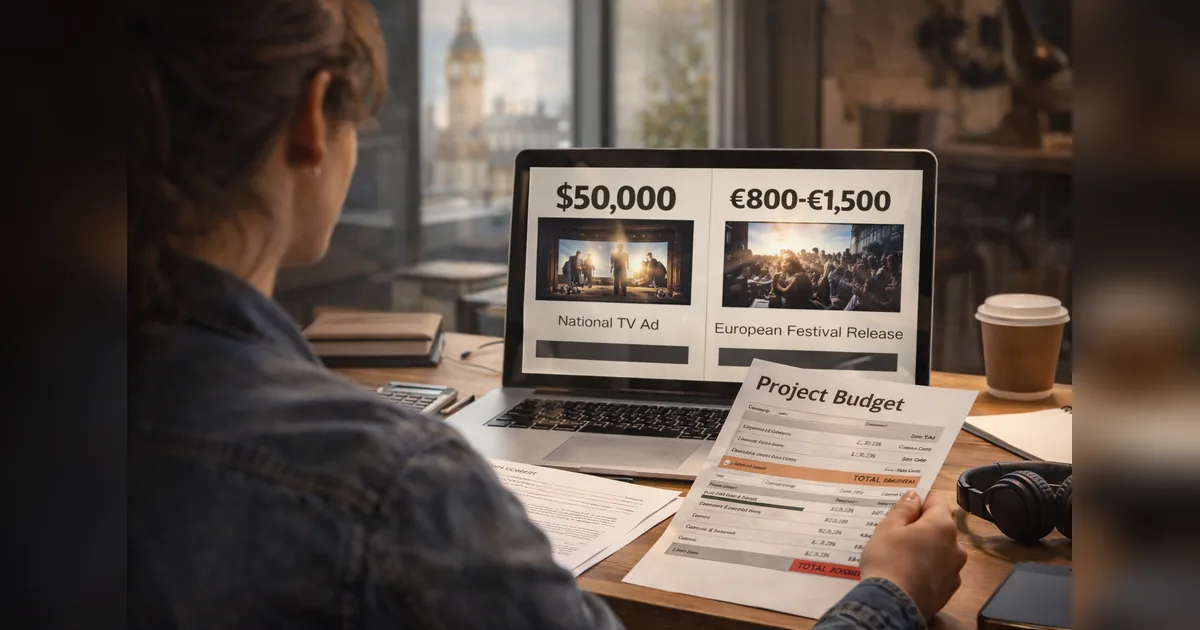 A producer comparing territory options while planning a music licensing budget