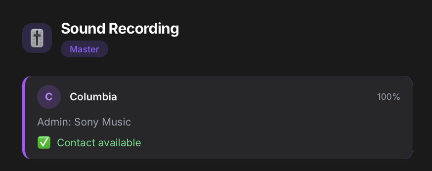 Record label information showing Columbia and Sony Music